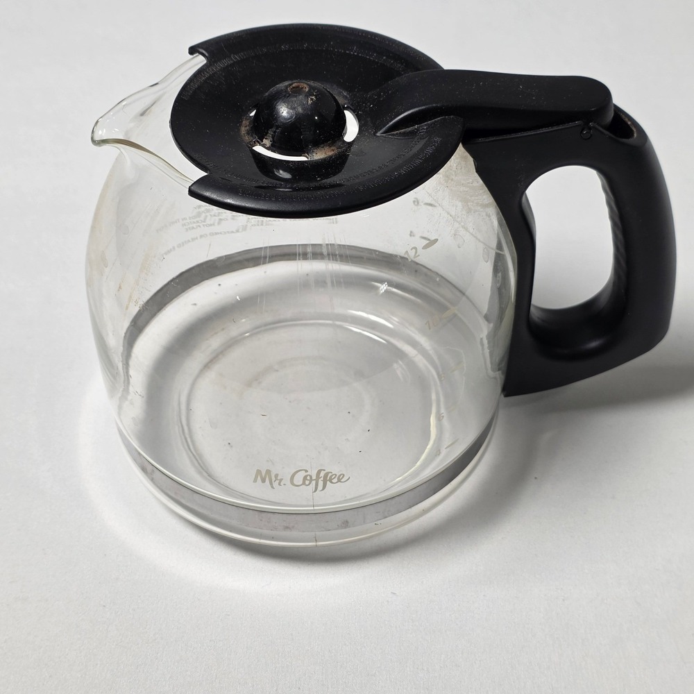 Mr. Coffee Carafe 12 Cup Pot Clear Glass Replacement CM4175T3‎ with Black Lid